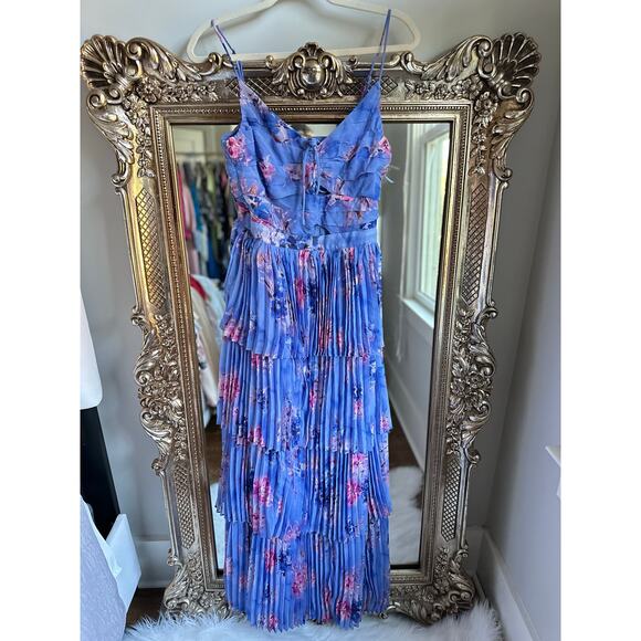 ASTR The Label Daytona Pleated Floral Maxi Dress Periwinkle Pink Medium - Picture 7 of 9
